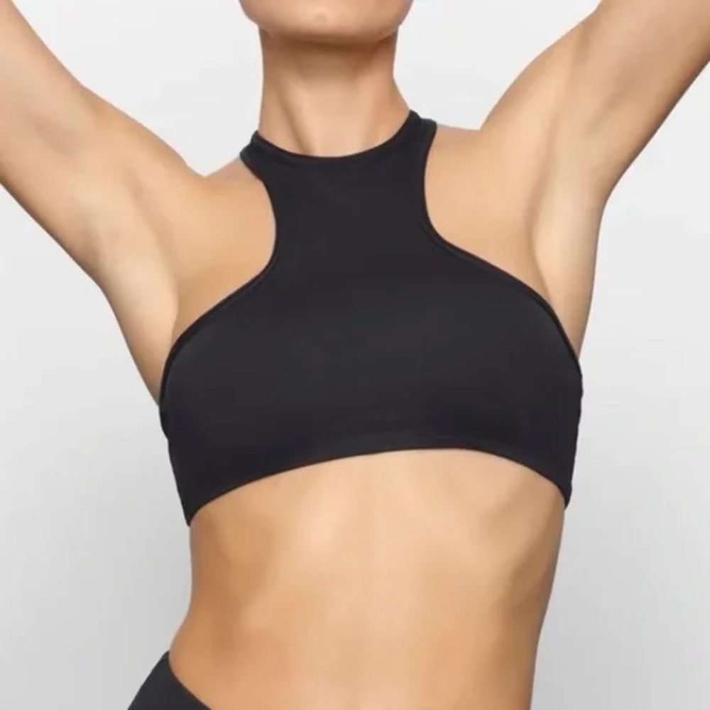 SKIMS Swim - high neck racerback top - gunmetal